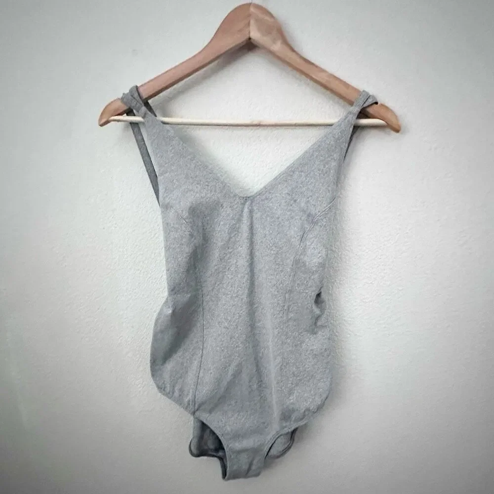 FREE PEOPLE FP MOVEMENT | Heather Gray Bodysuit Criss Croas Back | Size Medium